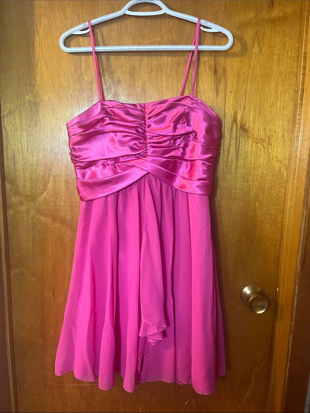 Jessica McClintock Hot Pink Spaghetti Strap Midi Dress 9